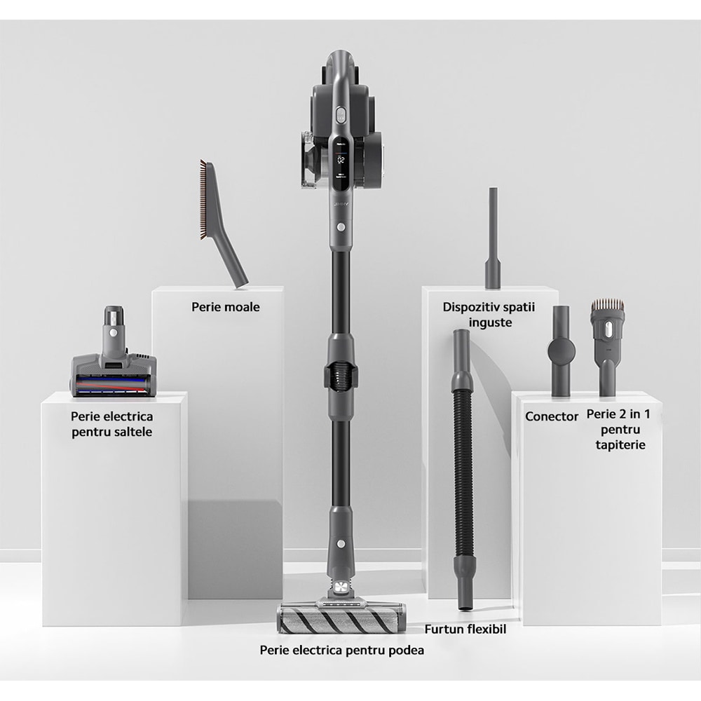 Aspirator vertical JIMMY H8 Flex, 0.5l, autonomie max 65 min, iluminare LED, negru-argintiu 