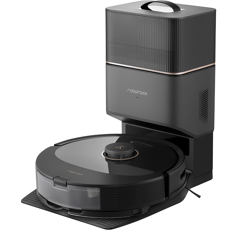 Aspirator robot ROBOROCK Q8 Max+ Q8MP5200, 0.47l, 14.4V, autonomie max 240 min, Navigare Lidar, functie mop, negru