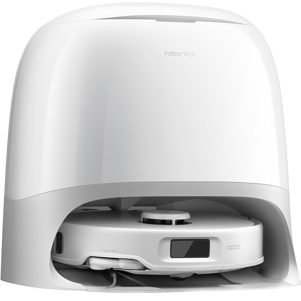 Aspirator robot ROBOROCK Qrevo Curv 5A1 QREVOCURV5A1, 0.33l, 14.4V, autonomie max 180 min, Navigare Lidar, functie mop, alb-gri