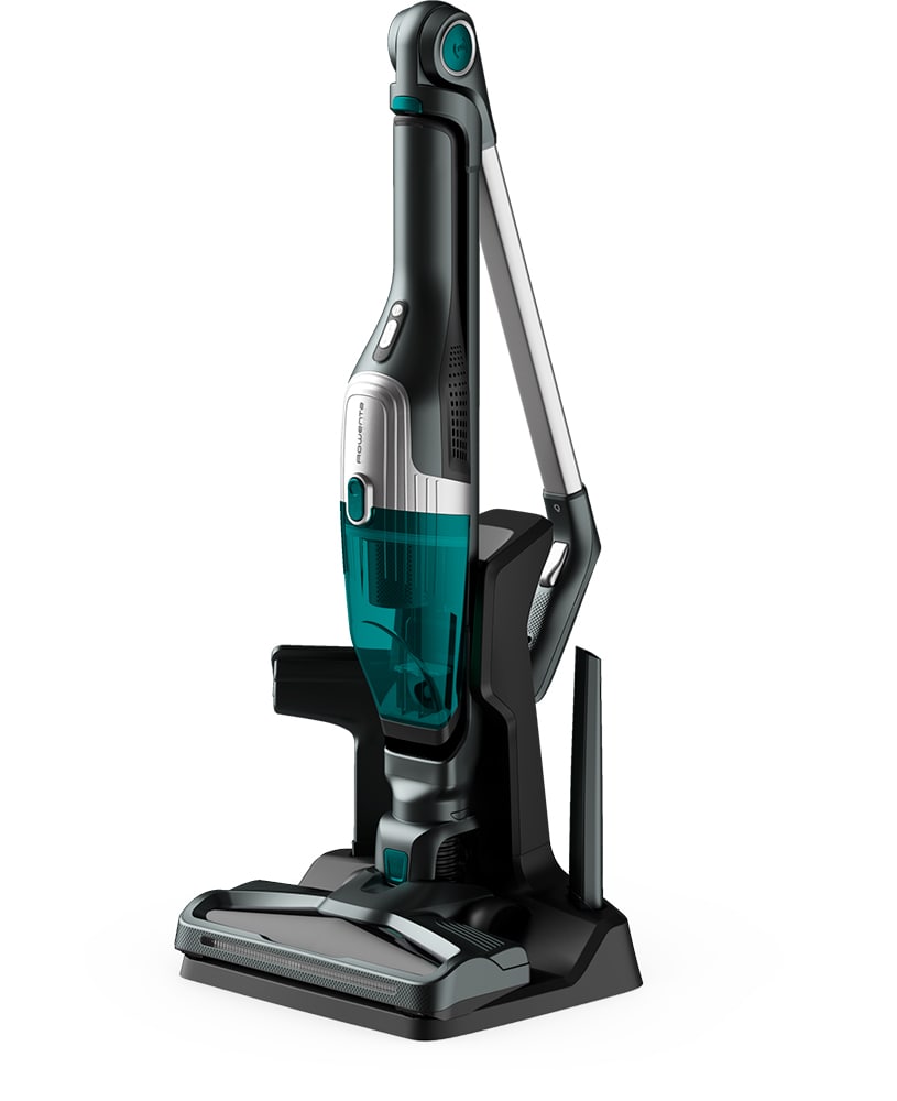 Aspirator vertical ROWENTA X-trem Compact 2in1 RH1239WO, 0.4l, 16.8V, autonomie 40 min, Tehnologie Flex, verde-negru