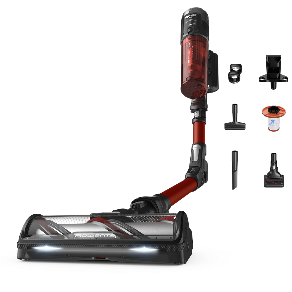 Aspirator vertical ROWENTA X-Force 13.6 RH9A73WO, 0.65l, 25.9V, autonomie max 60 min, rosu-negru