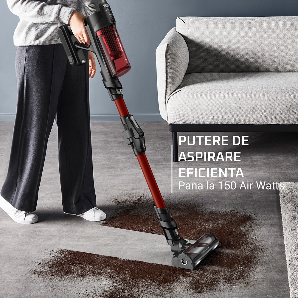 Aspirator vertical ROWENTA X-Force 13.6 RH9A73WO, 0.65l, 25.9V, autonomie max 60 min, rosu-negru