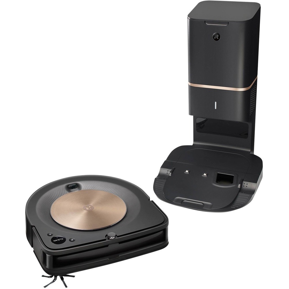 Aspirator robot IROBOT Roomba s9+, 0.55l, autonomie max 120 min, Navigatie iAdapt, 3 trepte AeroForce, negru-auriu