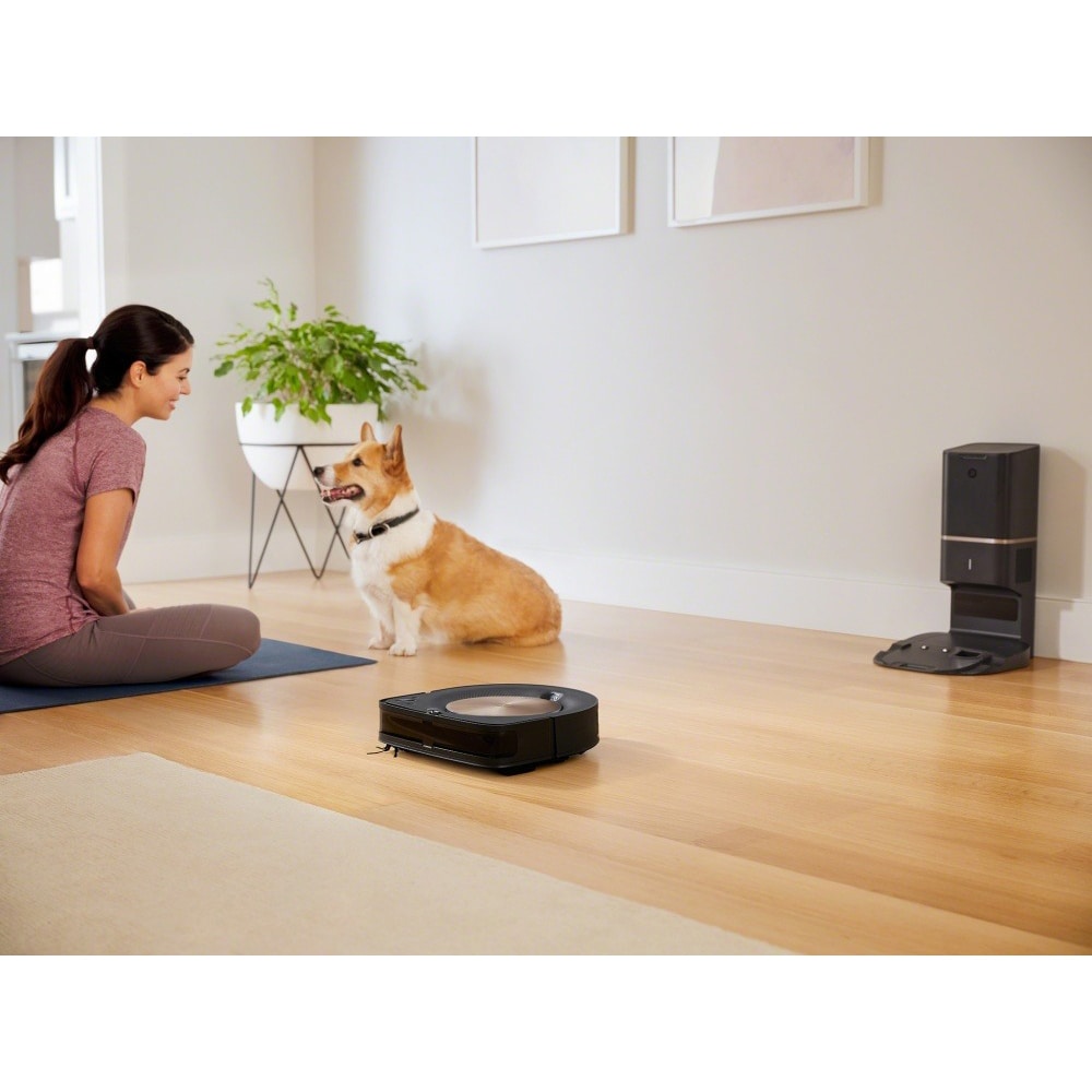 Aspirator robot IROBOT Roomba s9+, 0.55l, autonomie max 120 min, Navigatie iAdapt, 3 trepte AeroForce, negru-auriu