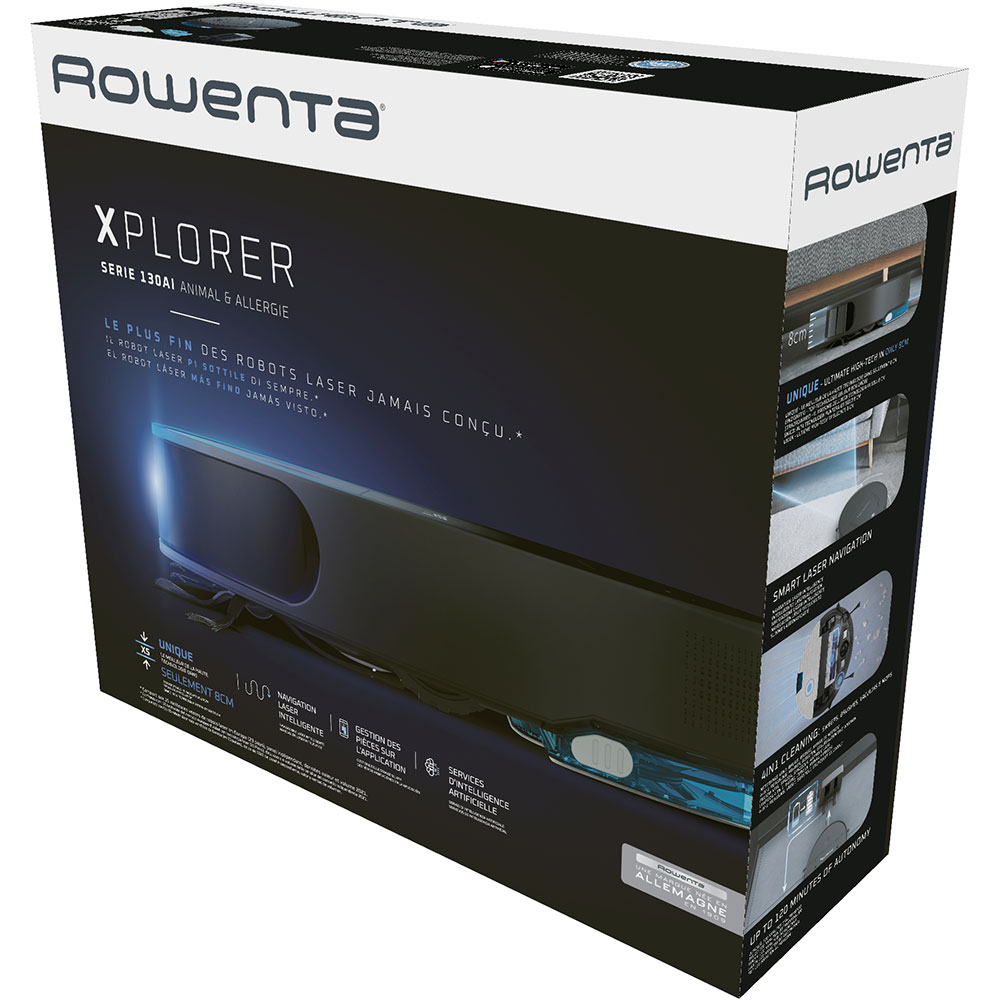 Aspirator robot ROWENTA X-plorer 130AI RR9075WH, 0.5l, 14.8V, autonomie max 120 min, negru