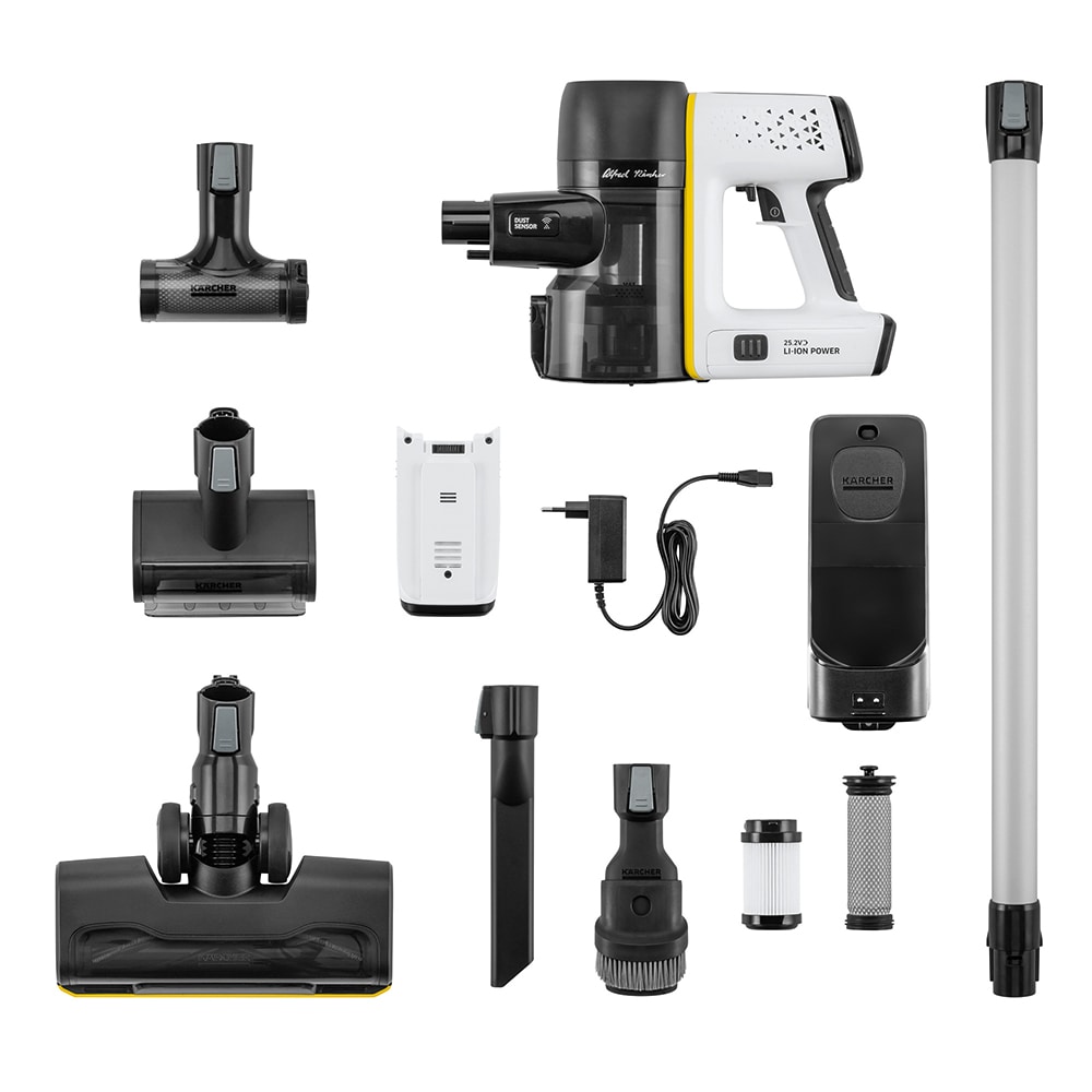 Aspirator vertical KARCHER VC 7 Signature Line, 0.8l, 25.2V, autonomie max 60 min, alb-negru