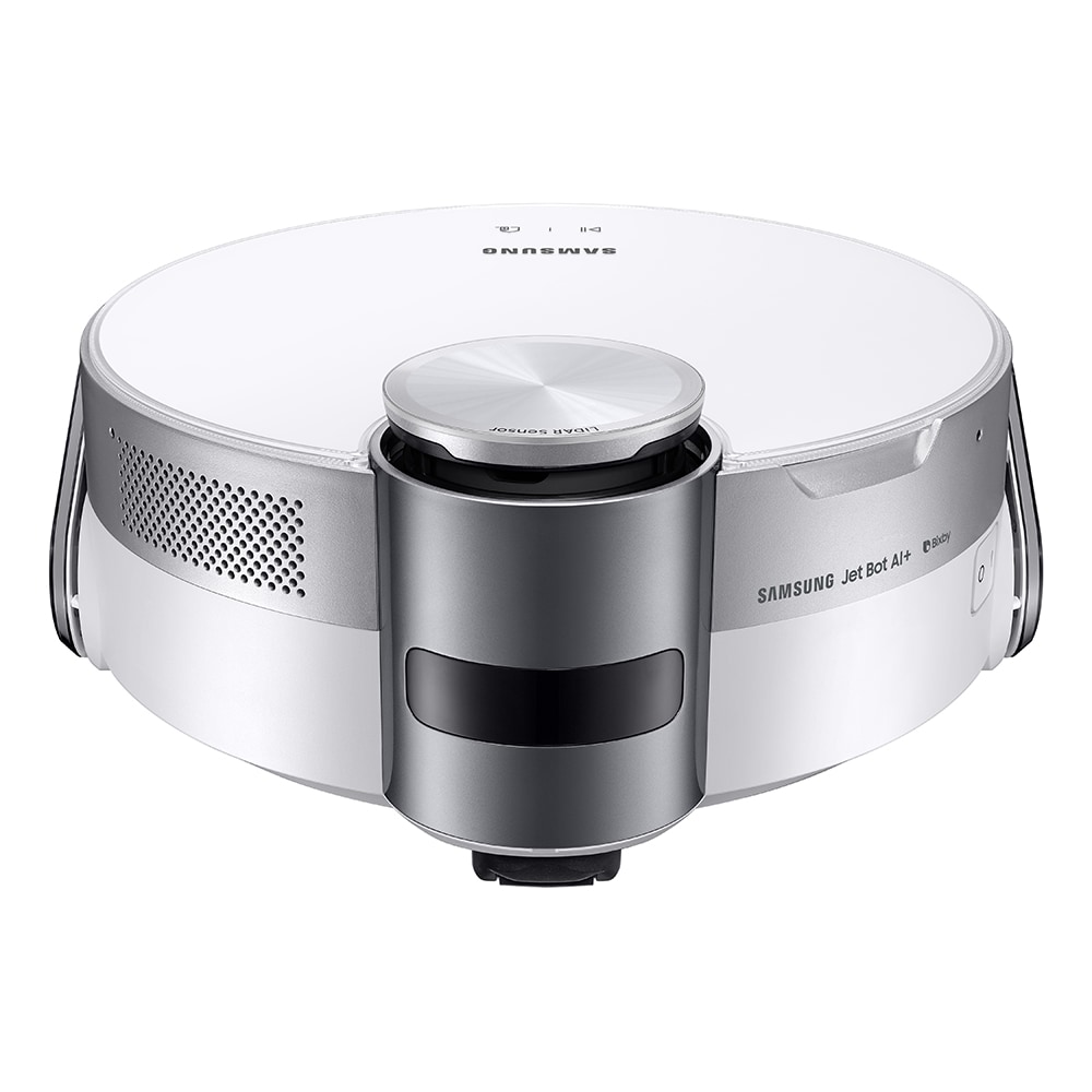 Aspirator robot SAMSUNG Jet Bot AI VR50T95735W/GE, 2.5l, 21.6V, autonomie max 90 min, Wi-Fi, Senzor Active Stereo 3D, alb-argintiu