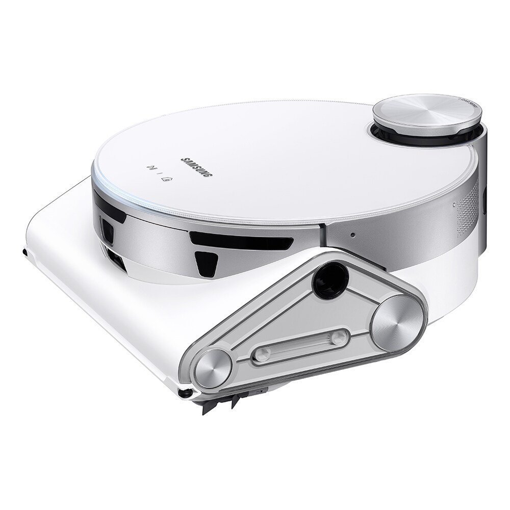 Aspirator robot SAMSUNG Jet Bot AI VR50T95735W/GE, 2.5l, 21.6V, autonomie max 90 min, Wi-Fi, Senzor Active Stereo 3D, alb-argintiu