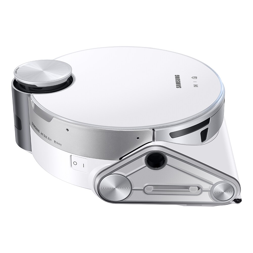 Aspirator robot SAMSUNG Jet Bot AI VR50T95735W/GE, 2.5l, 21.6V, autonomie max 90 min, Wi-Fi, Senzor Active Stereo 3D, alb-argintiu