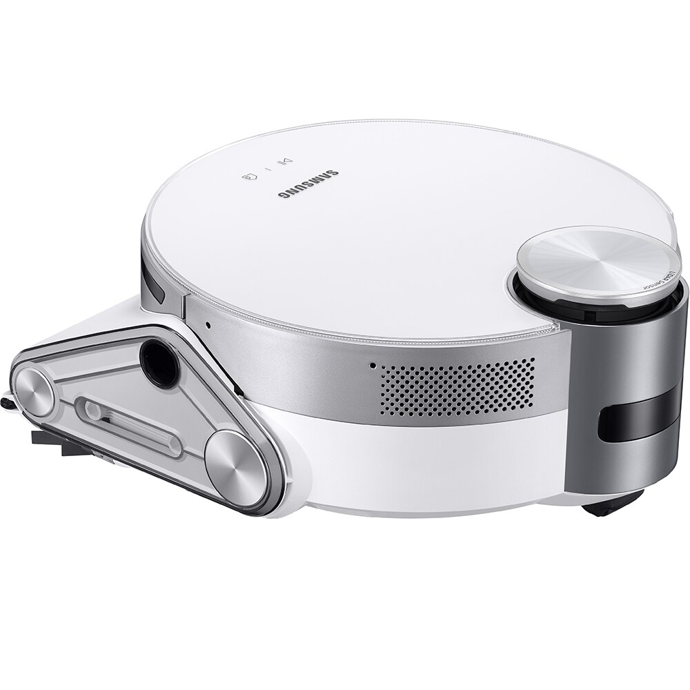 Aspirator robot SAMSUNG Jet Bot AI VR50T95735W/GE, 2.5l, 21.6V, autonomie max 90 min, Wi-Fi, Senzor Active Stereo 3D, alb-argintiu