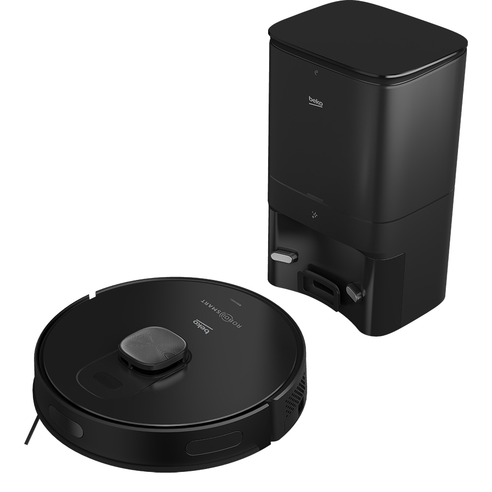 Aspirator robot 2in1 BEKO RoboSmart VRR94314VB, 0.4l, 14.4V, autonomie max 250 min, Wi-Fi, functie mop, negru