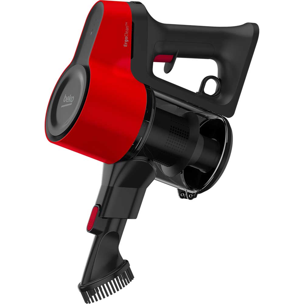 Aspirator vertical BEKO ErgoClean VRT50121VR, 0.55l, 21.6V, autonomie max 45 min, rosu-negru