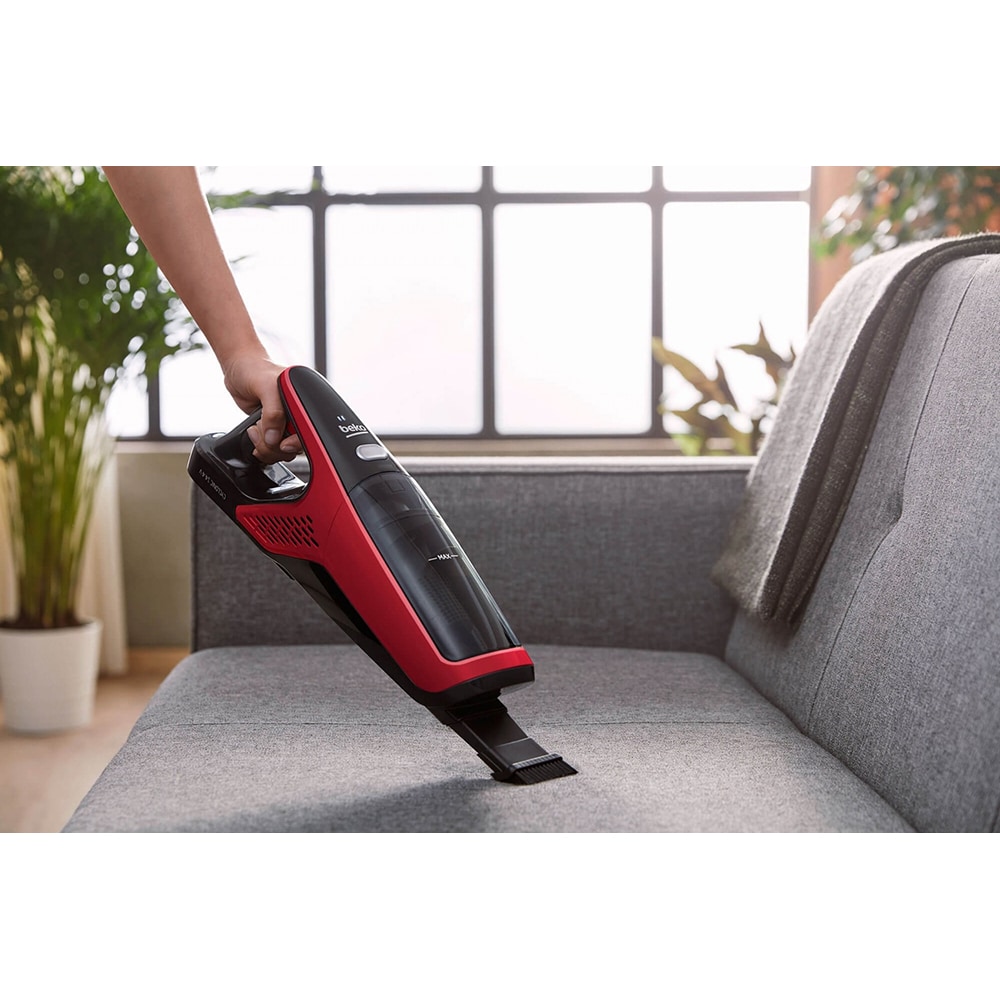 Aspirator vertical BEKO VRT61814VR, 0.5l, 14.4V, autonomie max 45 min, PerformCyclone, rosu-negru