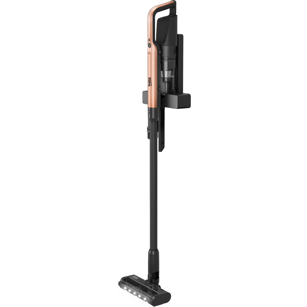 Aspirator vertical 2in1 BEKO VRT65421VC, 0.4l, autonomie max 40 min, TrayClean, negru-auriu