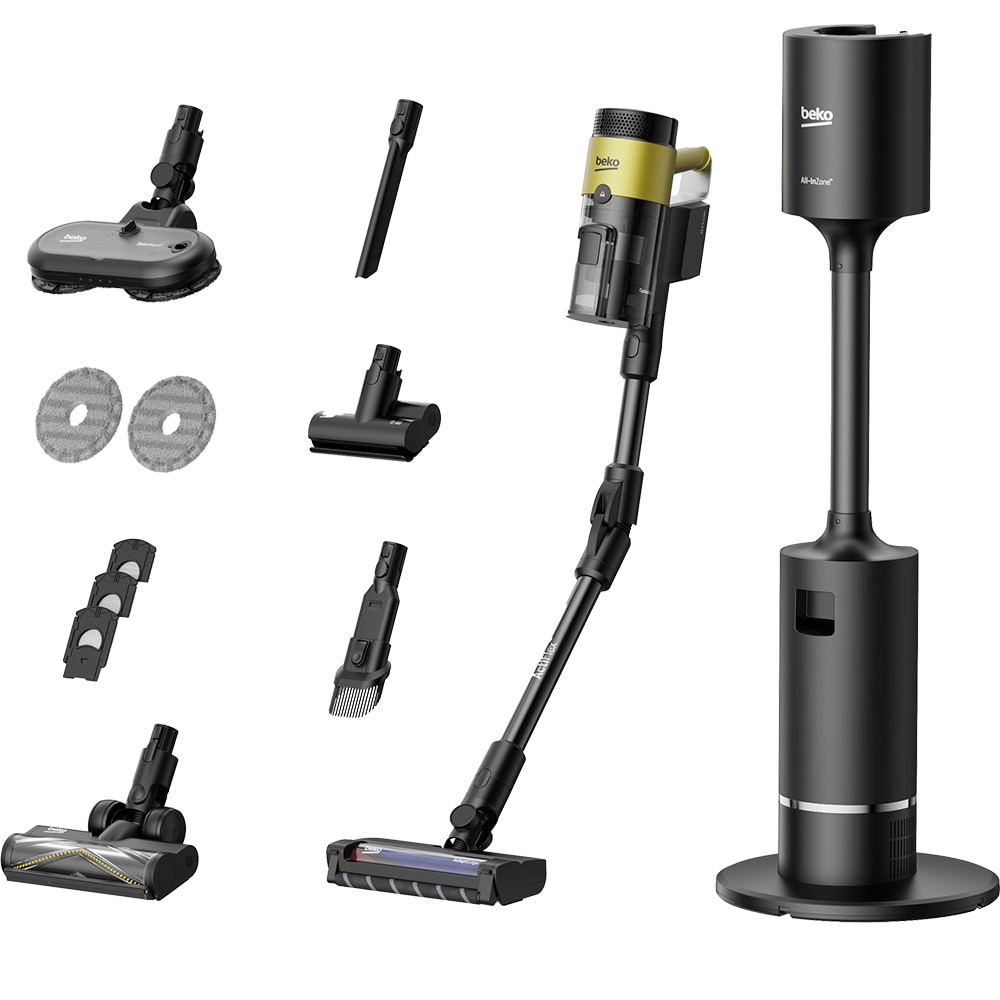 Aspirator vertical BEKO VRT97325VY, 0.5l, 25.2V, autonomie max 60 min, CyclonStorm, negru-galben
