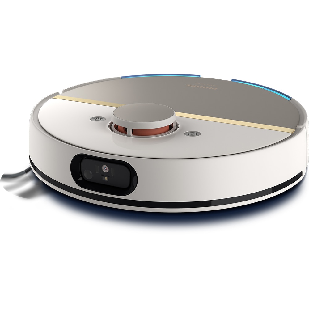 Aspirator robot PHILIPS Seria 7000 Aqua HomeRun XU7000/02, 0.3l, 14.4V, autonomie max 180 min, Wi-Fi, functie mop, alb-auriu 