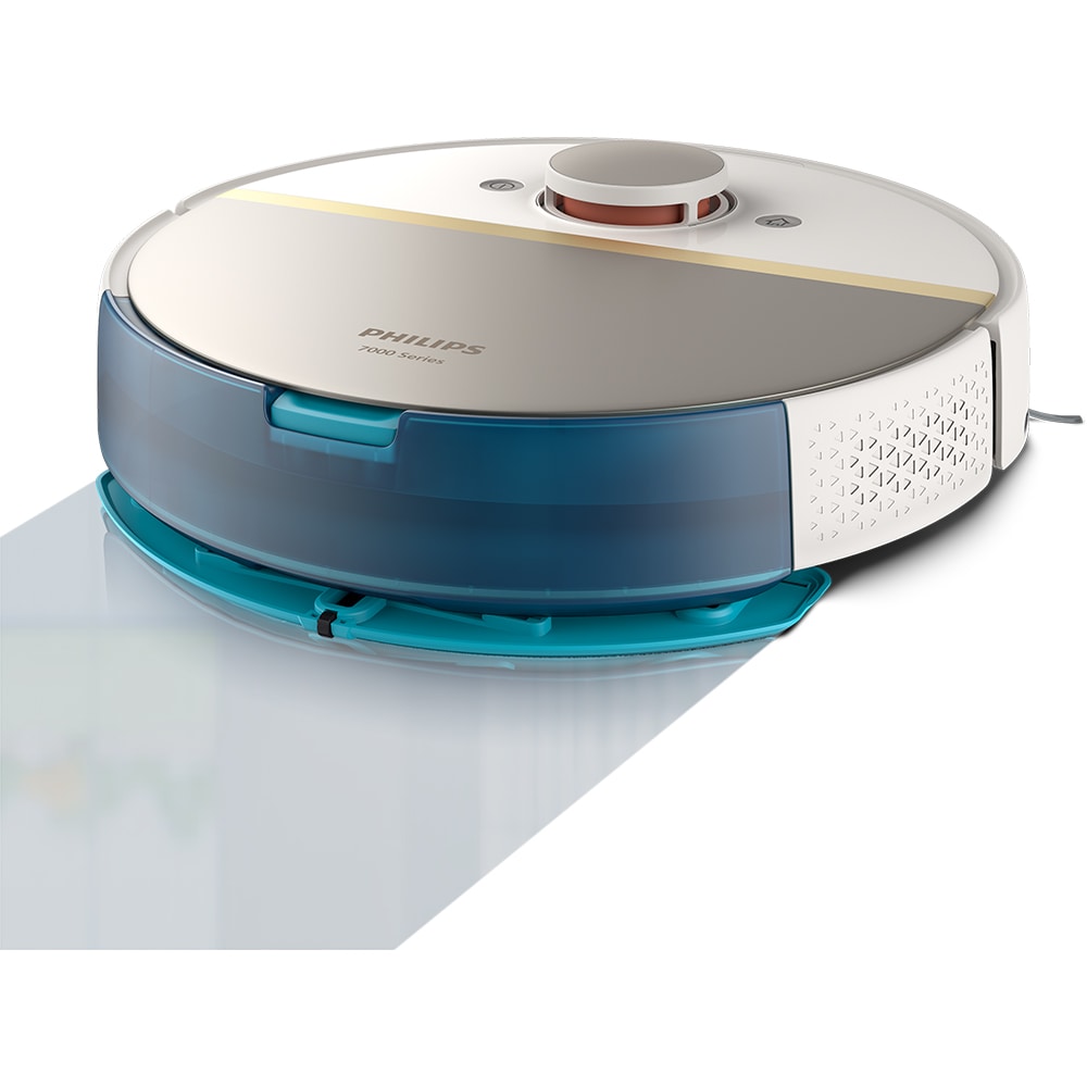 Aspirator robot PHILIPS Seria 7000 Aqua HomeRun XU7000/02, 0.3l, 14.4V, autonomie max 180 min, Wi-Fi, functie mop, alb-auriu 