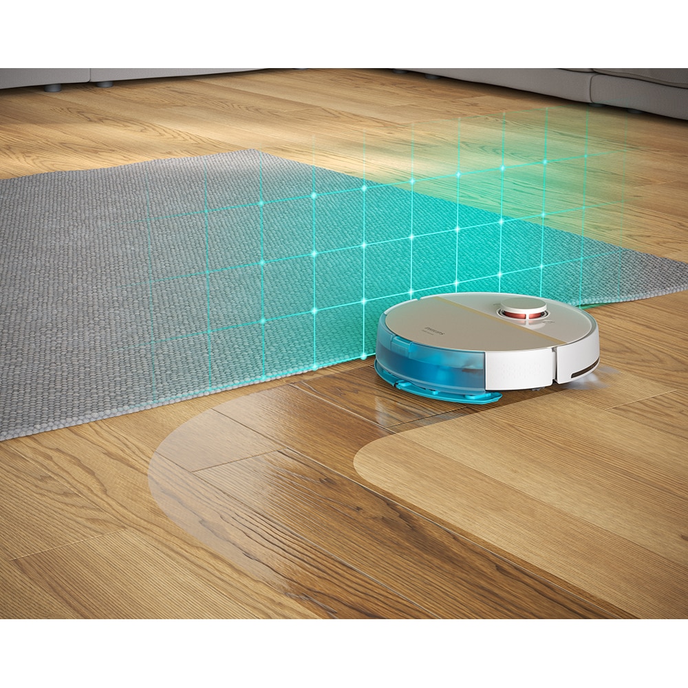 Aspirator robot PHILIPS Seria 7000 Aqua HomeRun XU7000/02, 0.3l, 14.4V, autonomie max 180 min, Wi-Fi, functie mop, alb-auriu 
