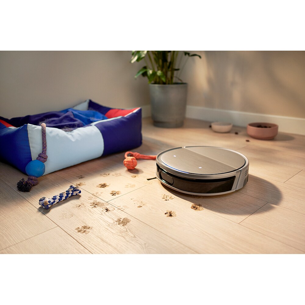 Aspirator robot PHILIPS HomeRun Seria 9000 XU9100/10, 0.22l, 14.4V, autonomie max 280 min, Wi-Fi, PowerCyclone Aqua, argintiu-negru