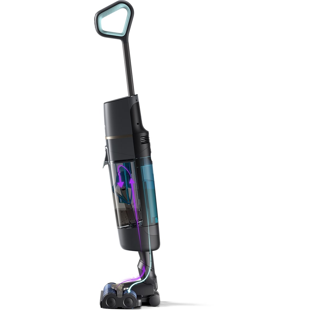 Aspirator vertical PHILIPS AquaTrio Seria 7000 XW7110/01, 0.67l, 25.9V, autonomie max 25 min, sistem Aqua Diffusion, negru-albastru