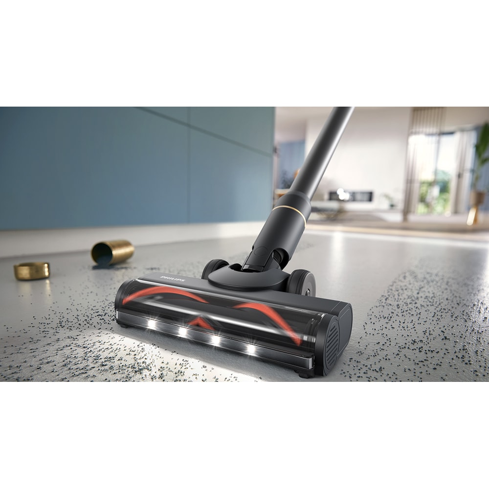 Aspirator vertical PHILIPS AquaTrio Seria 7000 XW7264/11, 0.45l, 21.6V, autonomie max 30 min, PowerCyclone Aqua, negru-auriu