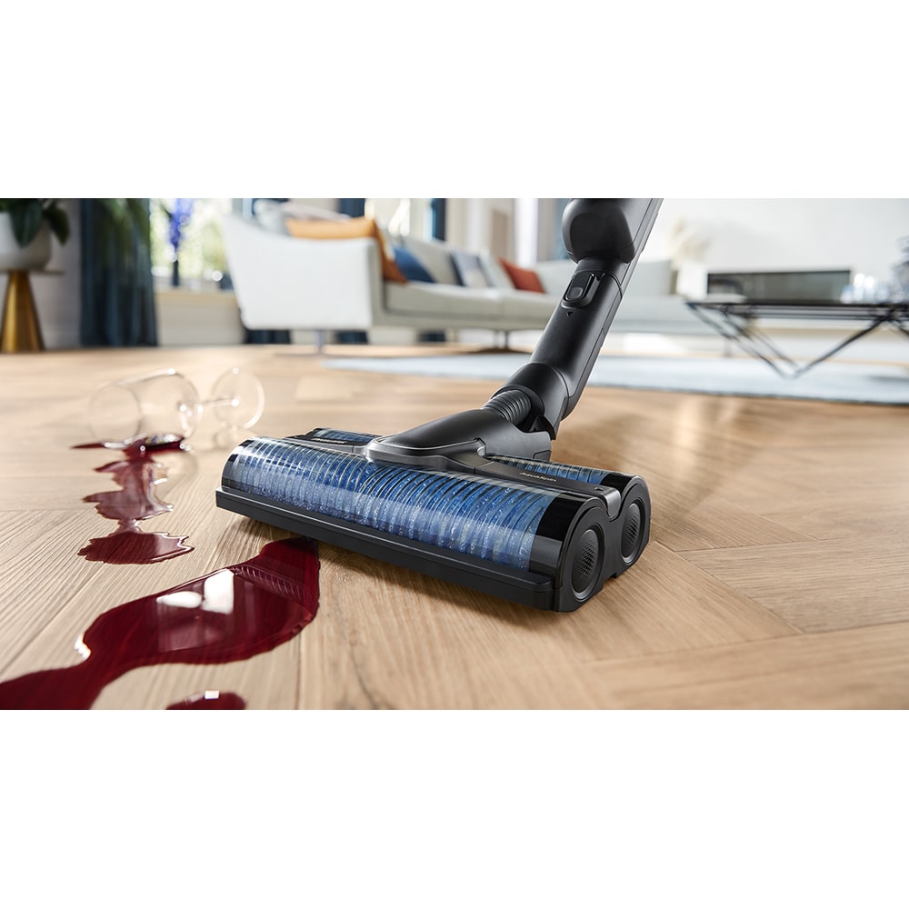 Aspirator vertical PHILIPS AquaTrio Seria 9000 XW9383/01, 0.45l, 25.2V, autonomie max 45 min, PowerCyclone, negru-albastru
