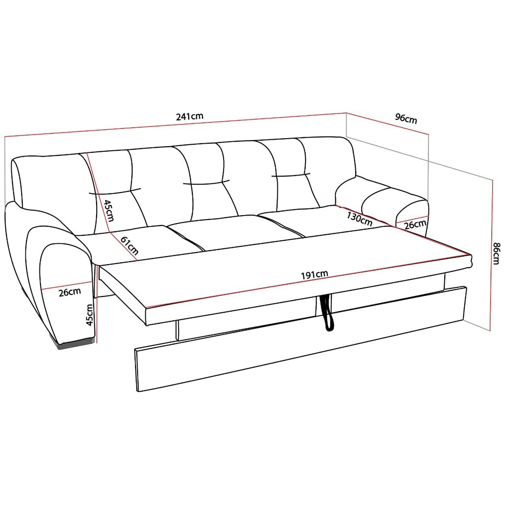 Canapea extensibila Astoria, 3 locuri, 241 x 86 x 96 cm, maro