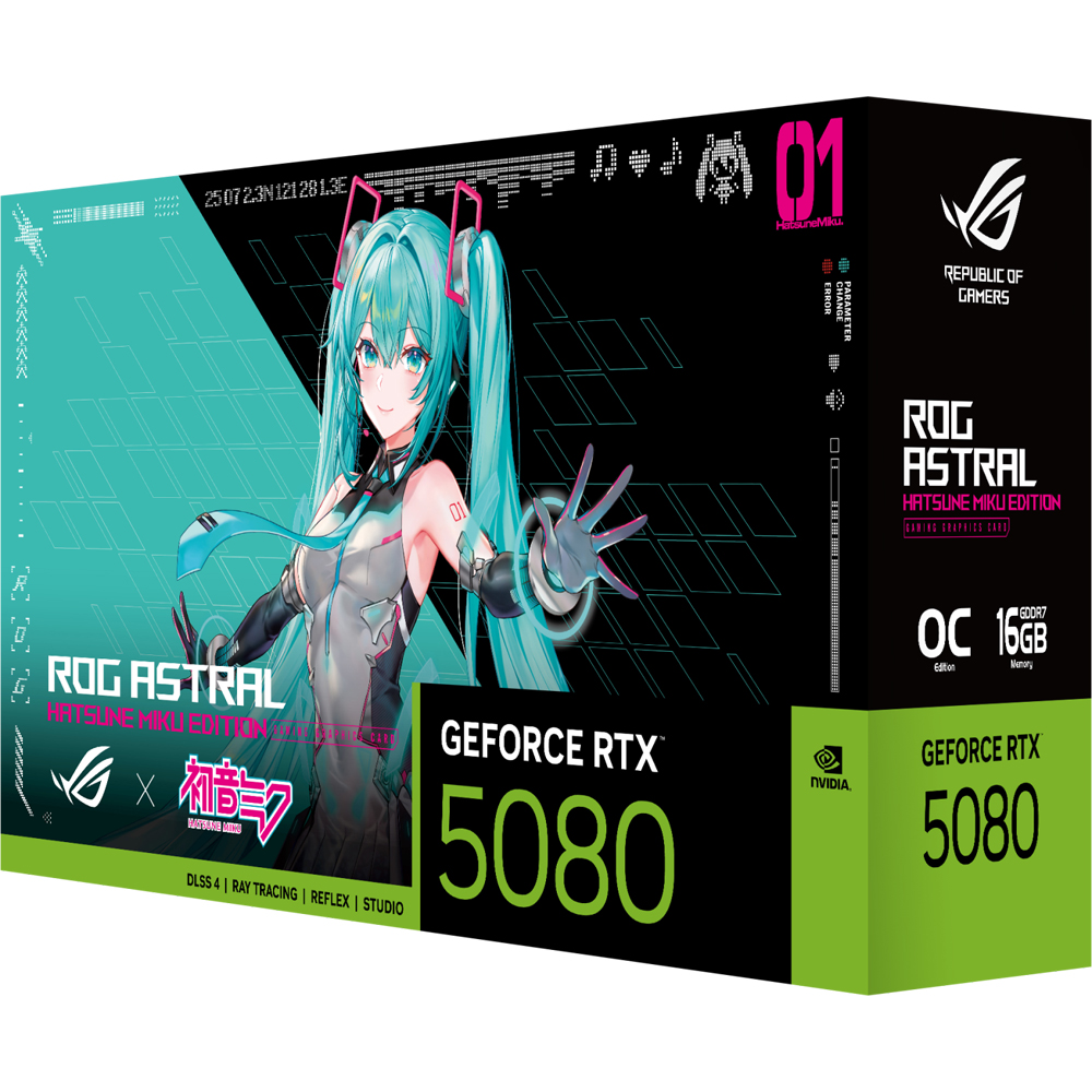 Placa video ASUS ROG Astral GeForce RTX 5080 OC HATSUNE MIKU Edition, 16GB GDDR7, 256bit