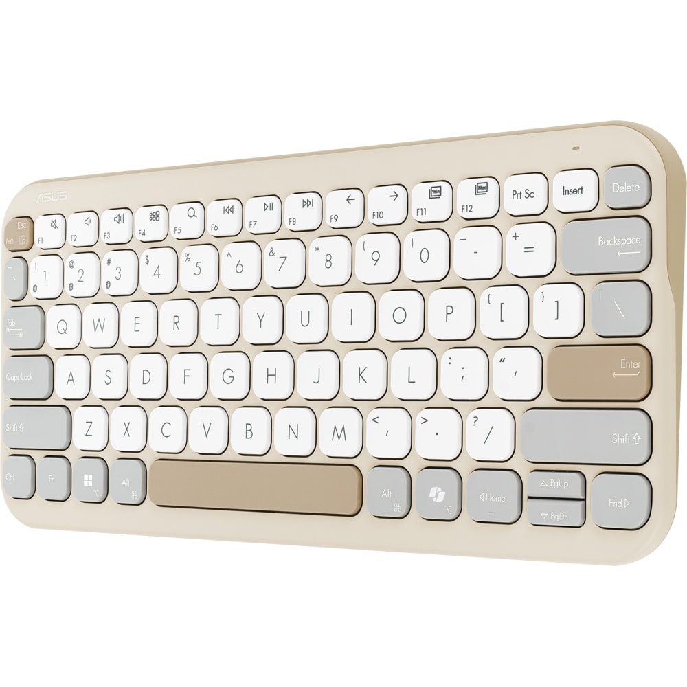 Tastatura Wireless ASUS Marshmallow Keyboard KW100, Bluetooth, Layout US INT, Oat Milk