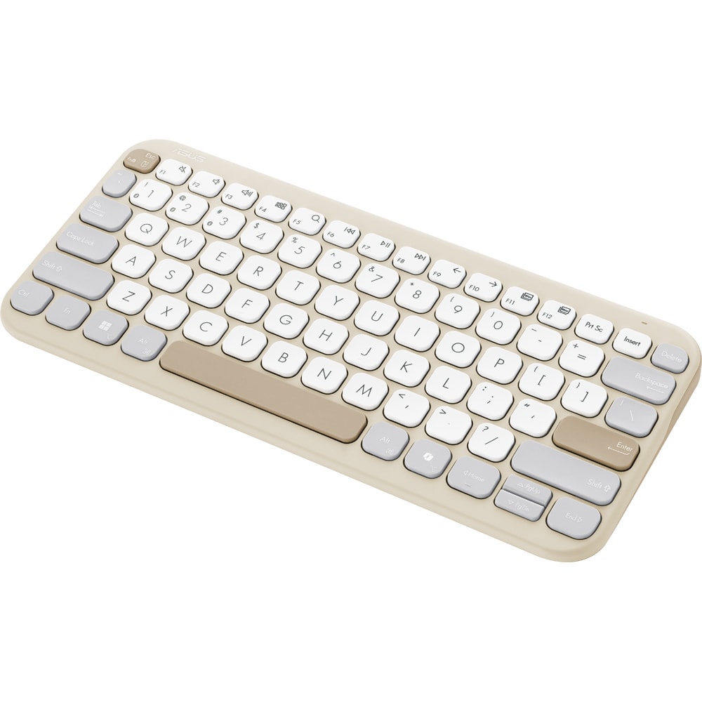 Tastatura Wireless ASUS Marshmallow Keyboard KW100, Bluetooth, Layout US INT, Oat Milk
