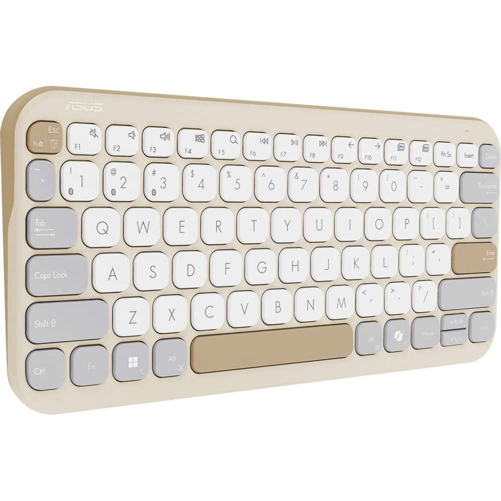 Tastatura Wireless ASUS Marshmallow Keyboard KW100, Bluetooth, Layout US INT, Oat Milk