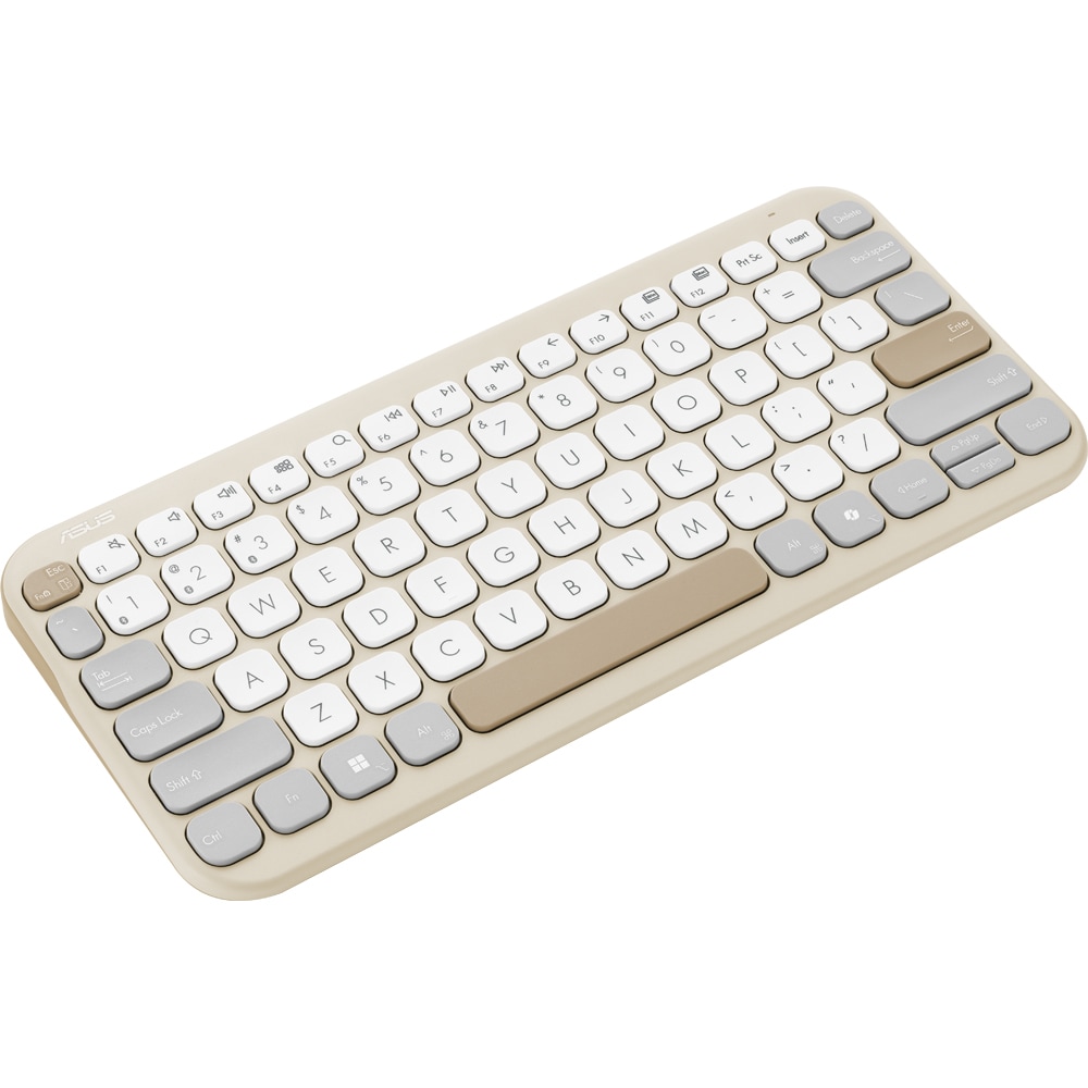 Tastatura Wireless ASUS Marshmallow Keyboard KW100, Bluetooth, Layout US INT, Oat Milk