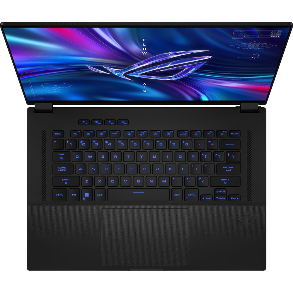 Laptop Gaming ASUS ROG Flow X16 GV601VV-NL039X, Intel Core i9-13900H pana la 5.4 GHz, 15.6" QHD+ Touch, 16GB, SSD 1TB, NVIDIA GeForce RTX 4060 8GB, Windows 11 Pro, negru