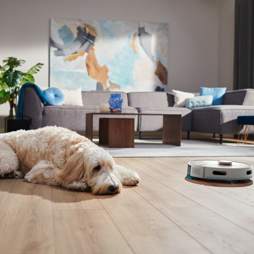 Aspirator robot PHILIPS Seria 2000 XU2000/20, 0.38l, 14.4V, autonomie max 130 min, Wi-Fi, functie mop, alb