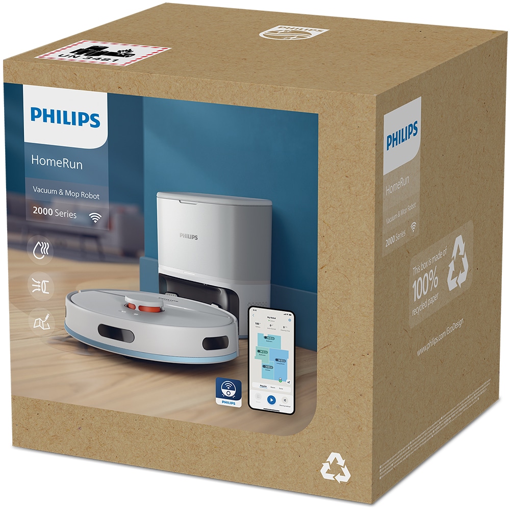 Aspirator robot PHILIPS XU2100/20, 0.25l, 14.4V, autonomie max 130 min, Wi-Fi, functie mop, alb