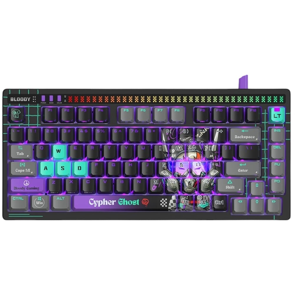Tastatura Gaming mecanica A4TECH Bloody AT75 Cyber Ghost, USB, Layout US, negru
