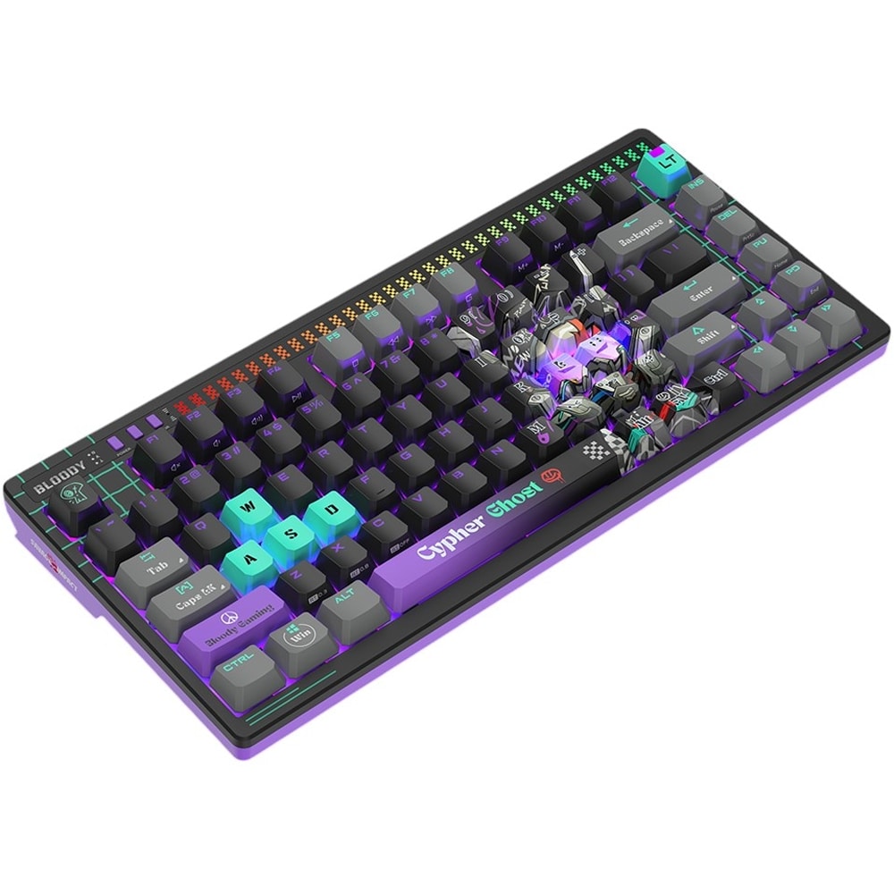 Tastatura Gaming mecanica A4TECH Bloody AT75 Cyber Ghost, USB, Layout US, negru