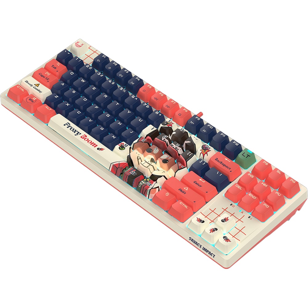 Tastatura Gaming mecanica A4TECH Bloody AT87 Proxy Bloom, USB, Layout US, multicolor