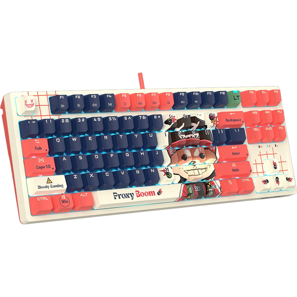 Tastatura Gaming mecanica A4TECH Bloody AT87 Proxy Bloom, USB, Layout US, multicolor