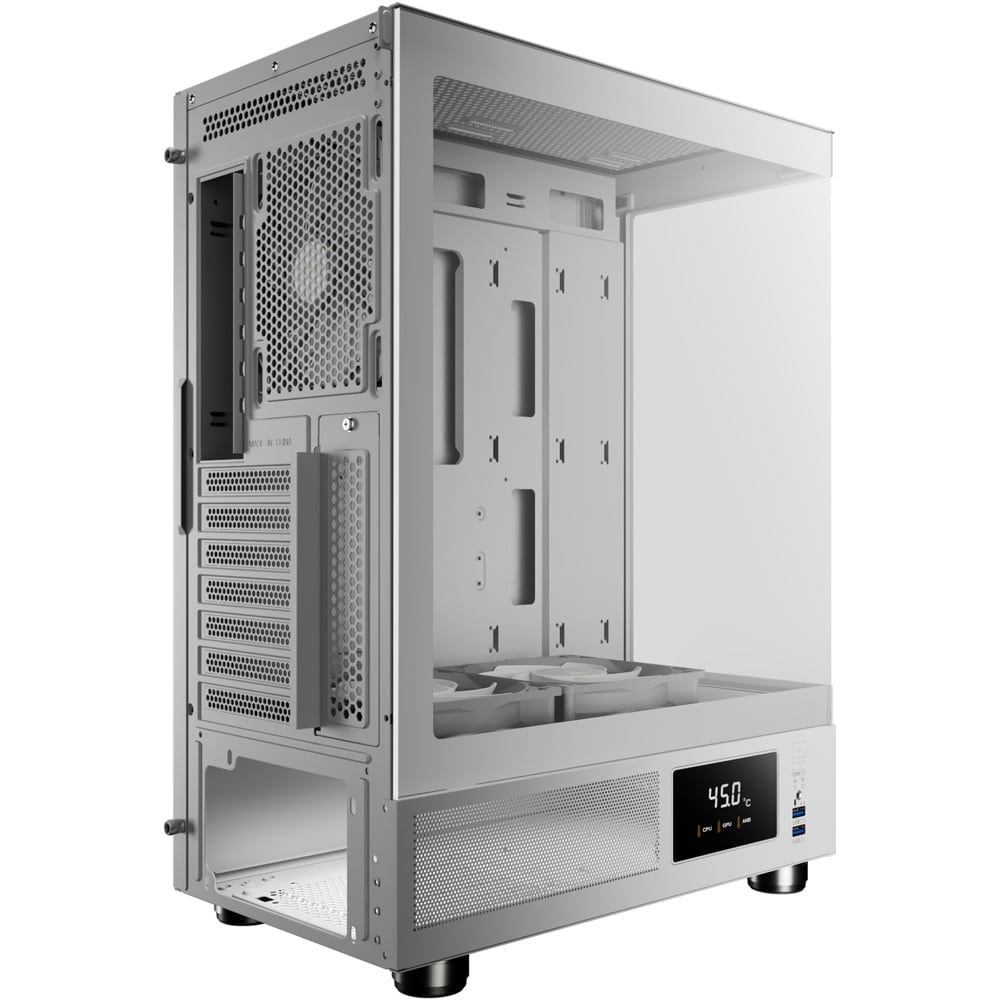 Carcasa PC GAMDIAS ATLAS E1 WH, USB 3.0, Fara sursa, iluminare ARGB, alb