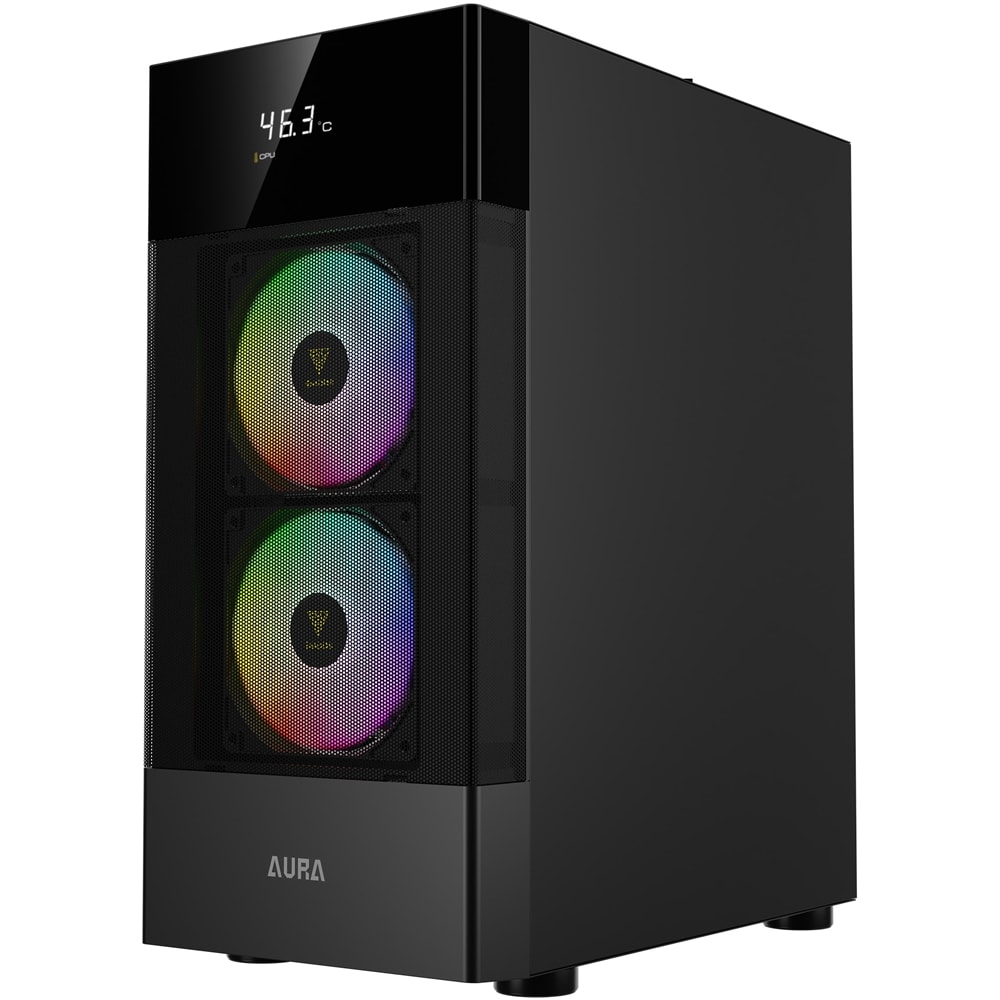 Carcasa PC GAMDIAS AURA GC5 ARGB, USB 3.0, Fara sursa, iluminare ARGB, negru