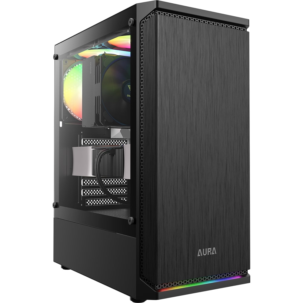 Carcasa PC GAMDIAS AURA GC8 ARGB, USB 3.0, Fara sursa, iluminare ARGB, negru