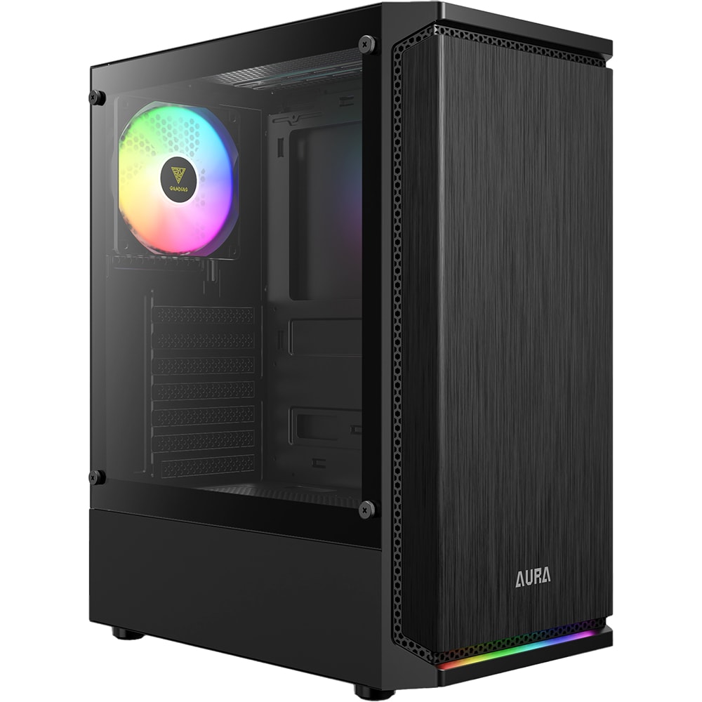 Carcasa PC GAMDIAS AURA GC8 ARGB, USB 3.0, Fara sursa, iluminare ARGB, negru