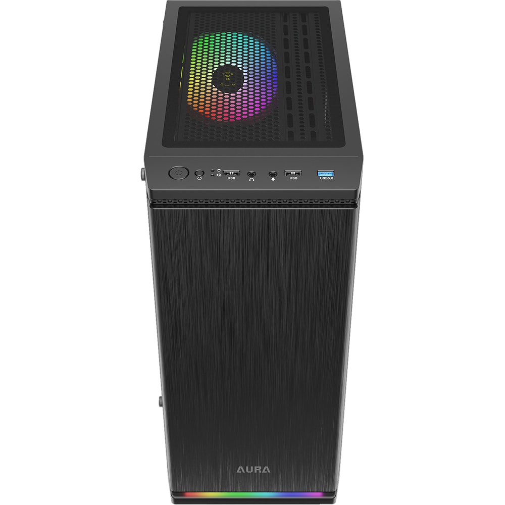 Carcasa PC GAMDIAS AURA GC8 ARGB, USB 3.0, Fara sursa, iluminare ARGB, negru