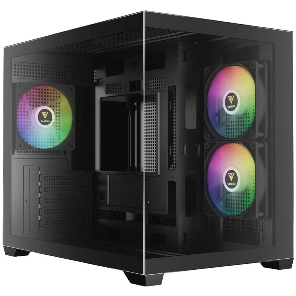 Carcasa PC GAMDIAS Aura GC10M V2 ARGB, USB Type C, Fara sursa, iluminare ARGB, negru