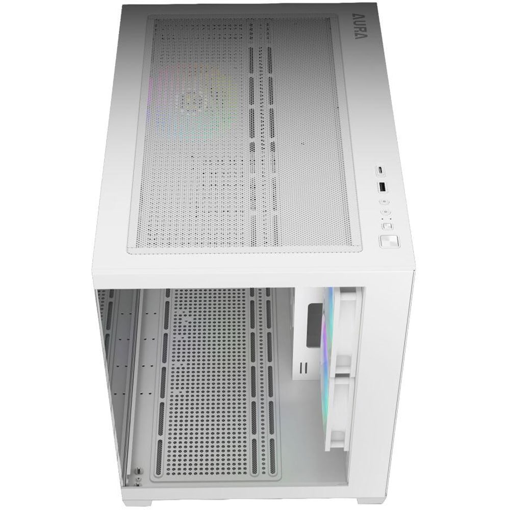 Carcasa PC GAMDIAS Aura GC10M V2 WH ARGB, USB Type C, Fara sursa, iluminare ARGB, alb