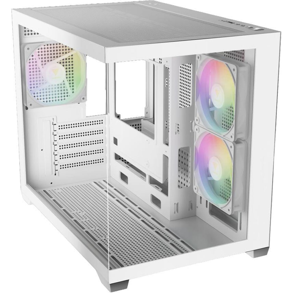 Carcasa PC GAMDIAS Aura GC10M V2 WH ARGB, USB Type C, Fara sursa, iluminare ARGB, alb