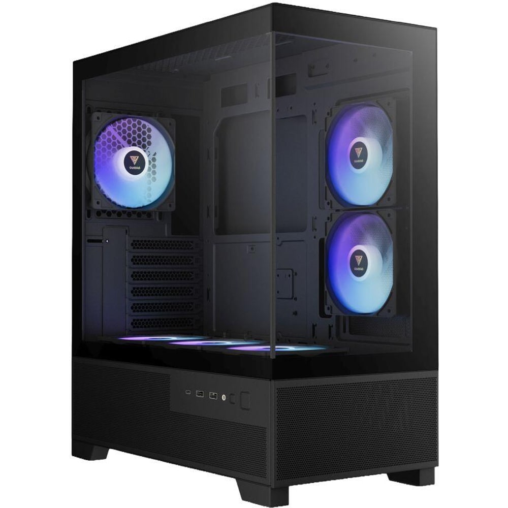 Carcasa PC GAMDIAS Aura GC12, USB Type C, Fara sursa, iluminare ARGB, negru