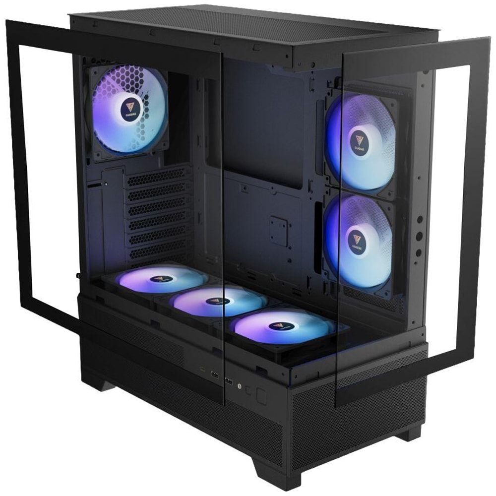 Carcasa PC GAMDIAS Aura GC12, USB Type C, Fara sursa, iluminare ARGB, negru