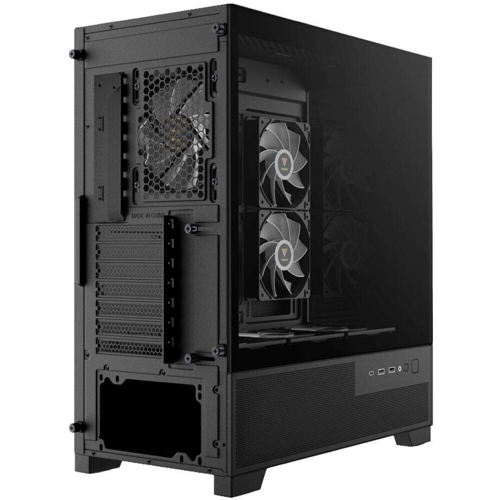 Carcasa PC GAMDIAS Aura GC12, USB Type C, Fara sursa, iluminare ARGB, negru